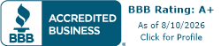 Better Business Bureau A+ Accredited Business rating