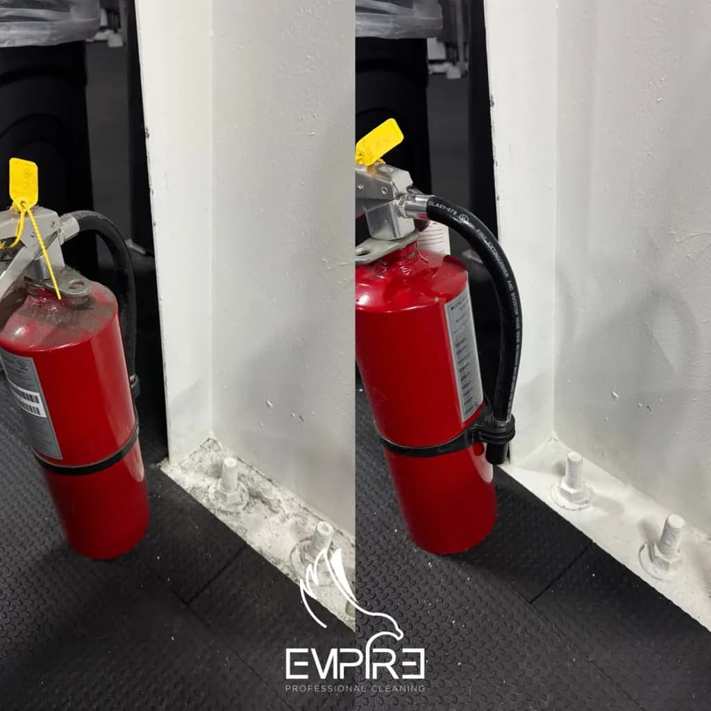 Before and after baseboard and corner detail cleaning by Empire