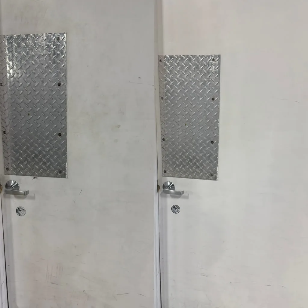 Before and after door kick plate cleaning by Empire