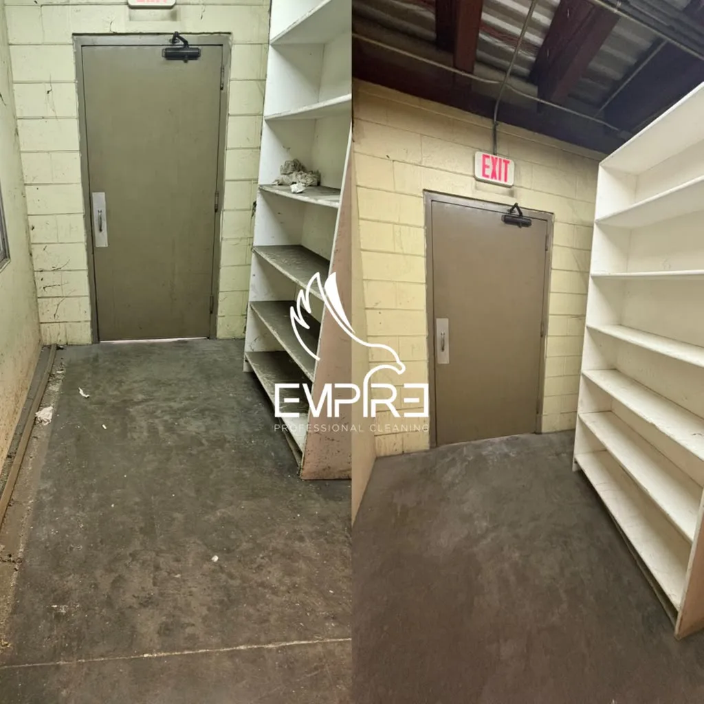 Before and after storage room deep cleaning by Empire