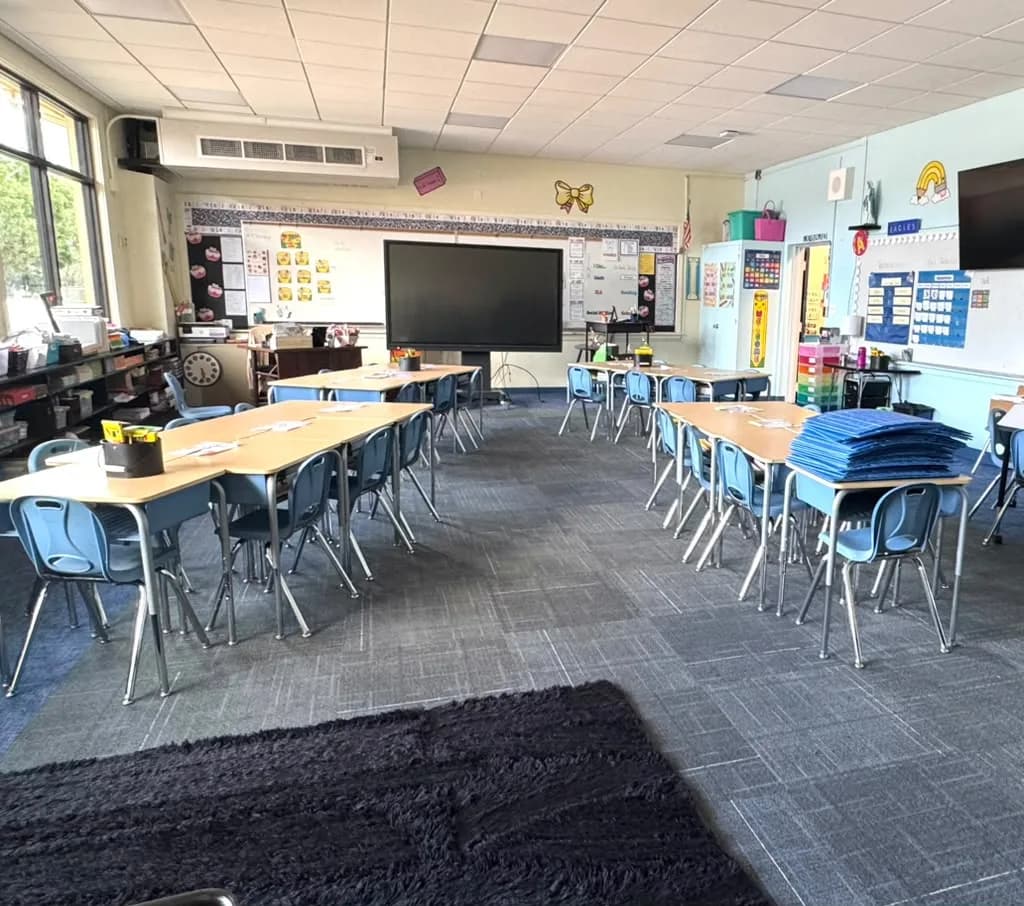 Elementary classroom after janitorial cleaning